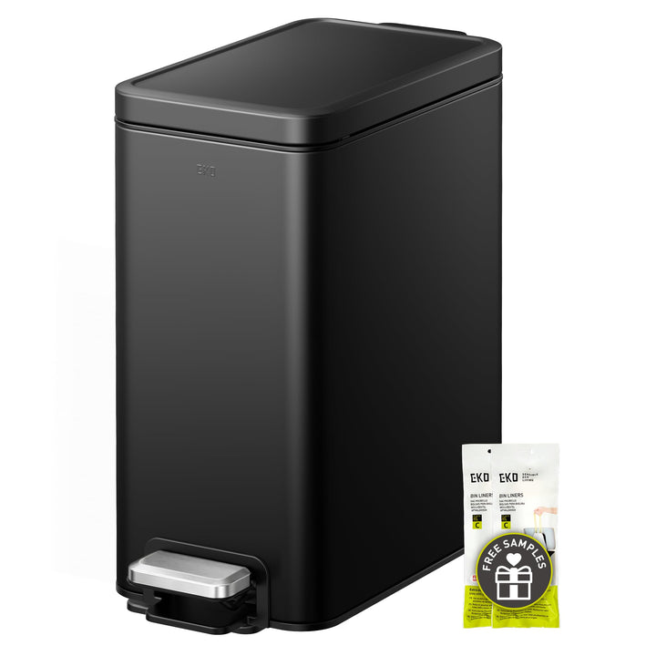 EKO Stella Mülleimer Bad 10L, Kleiner Abfalleimer fürs Badezimmer mit Soft-Close-Deckel, fingerabdru