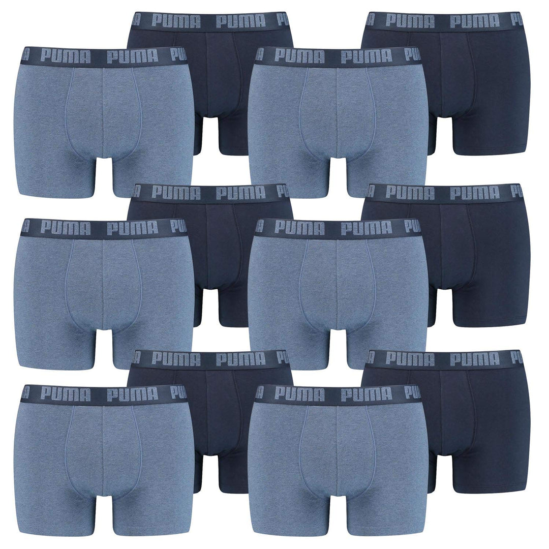 PUMA 12 er Pack Boxer Boxershorts Men Herren Unterhose Pant Unterwäsche, Farbe:037 - Denim, Bekleidu