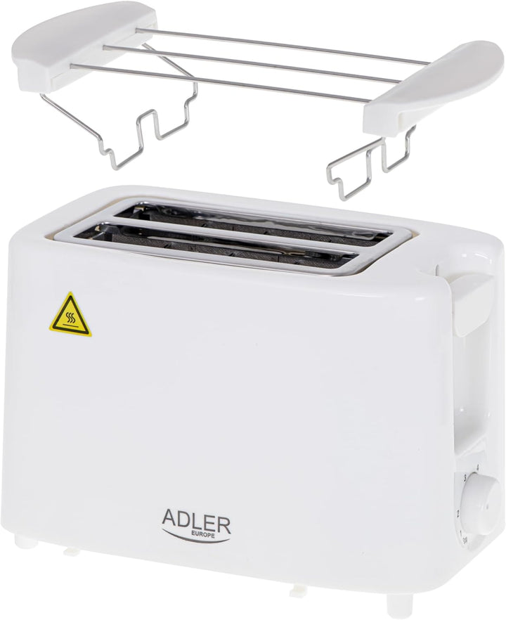 ADLER Toaster 2 Scheiben, 650-750 W, 75 cm Kabel & 6 Bräunungsstufen