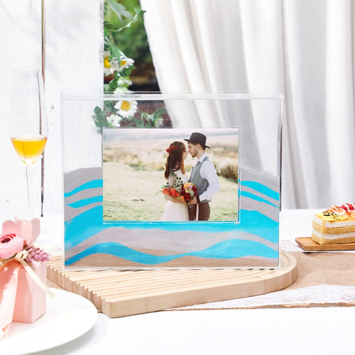 Queekay Hochzeitseinheit Sandzeremonie Bilderrahmen klar Acryl Sand Zeremonie Schattenbox mit Bilder