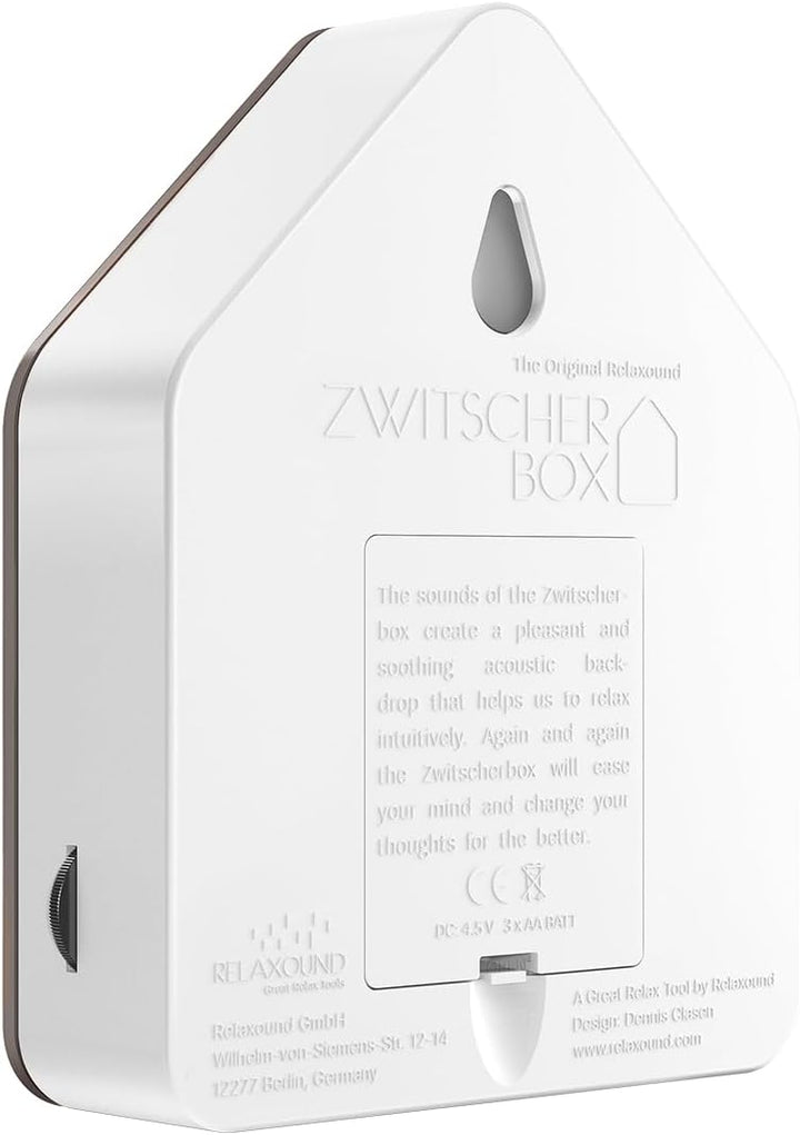 RELAXOUND ORIGINAL Zwitscherbox "Cherry" – Moderne Vogelgezwitscher Box mit Vollholzfront – Entspann