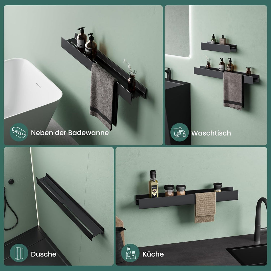 Mai & Mai Duschablage zum Bohren oder Kleben Duschregal Badablage 60cm Badezimmerablage zur Wandmont