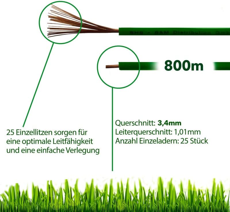 PowerWERK® 800m Begrenzungskabel für Mähroboter Rasenmäher Rasenroboter Zubehör SET Begrenzungsdraht