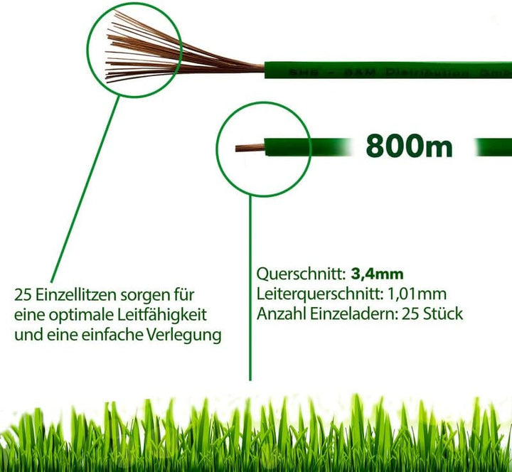 PowerWERK® 800m Begrenzungskabel für Mähroboter Rasenmäher Rasenroboter Zubehör SET Begrenzungsdraht