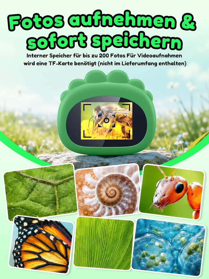 Acoath Mikroskop für Kinder, Digitales Taschenmikroskop mit 2,0" IPS-Bildschirm Lupe 200x Vergrösser