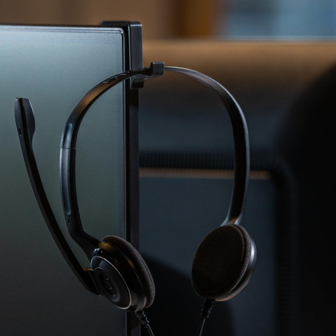 STEKIS Headset Halterung für Monitor &amp; Bildschirm – 10er Set Kopfhörer Haken (Small) – für schmale H