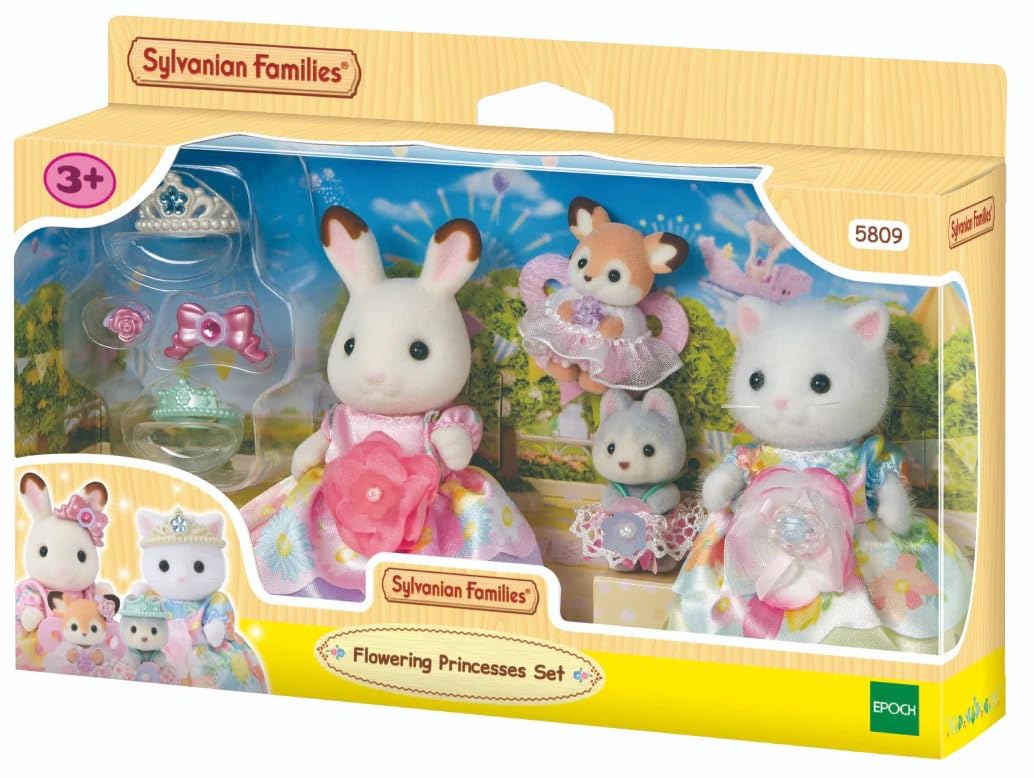 Sylvanian Families 5809 Blumenprinzessinnen Figurenset, Spielset mit Tierfiguren, Schokoladenhase, P