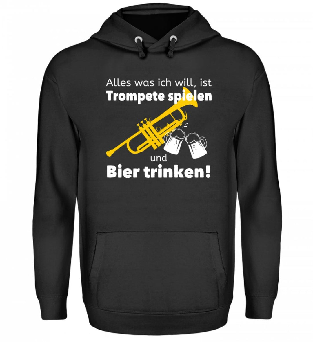 Chorchester Hochwertiger Unisex Kapuzenpullover Hoodie - Trompeter lieben Bier! L Jet Schwarz, L Jet