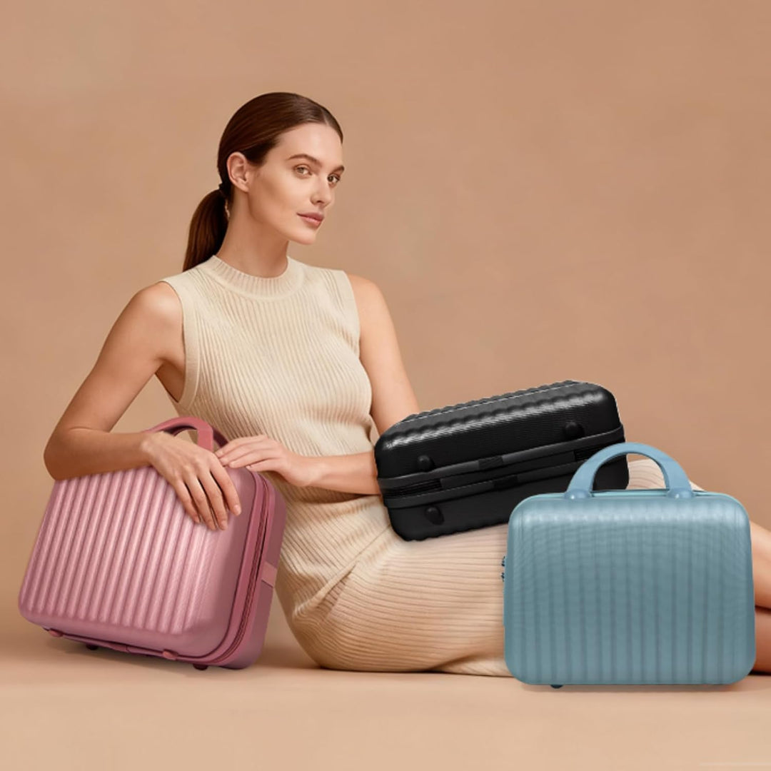 35,6 cm Make-up-Tasche mit Schloss, Hartschale, Reisekoffer mit Gummiband, ABS, tragbare Kulturbeute
