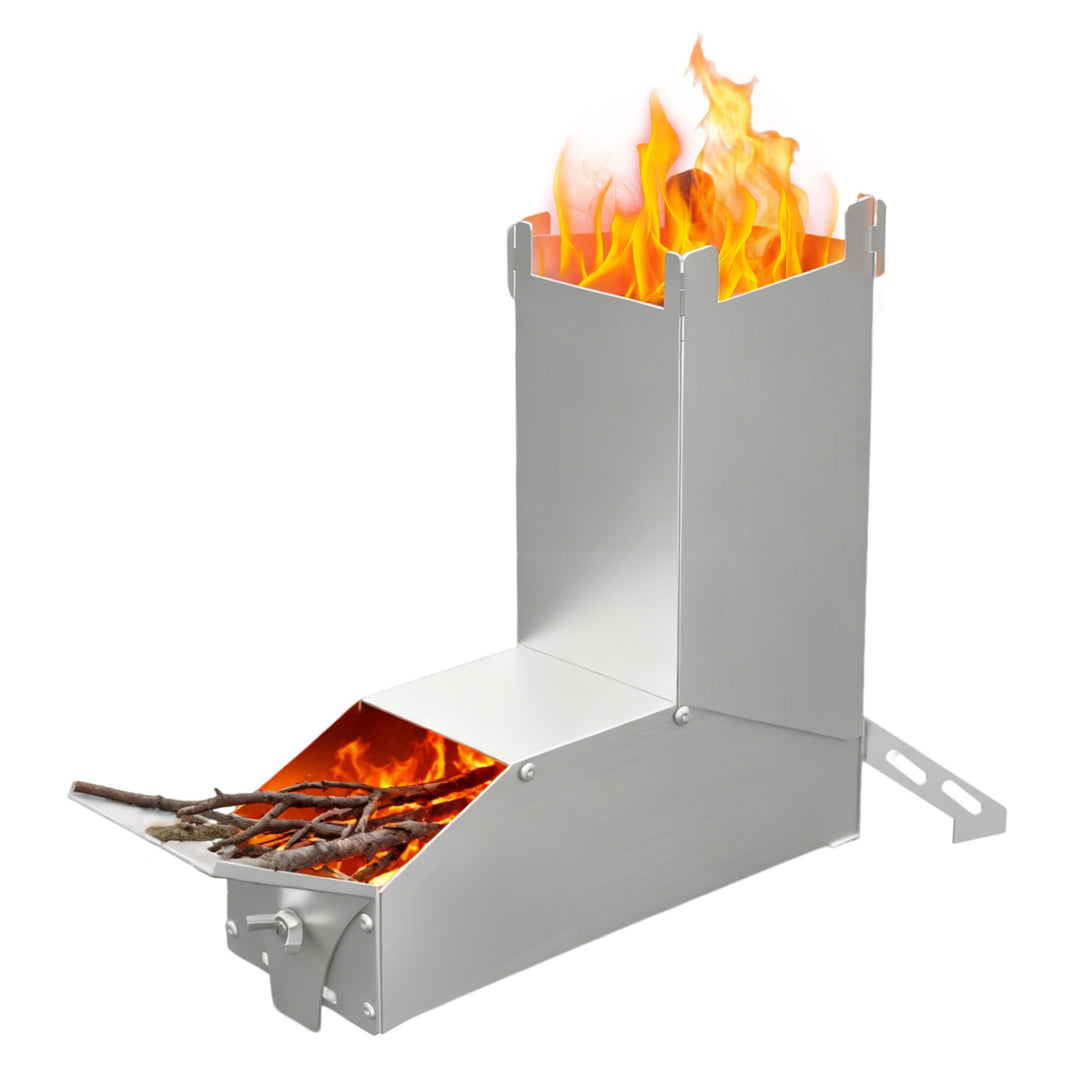 Raketenofen Edelstahl Feuerschale Kamin – Tragbarer Camping Holzofen, Campingofen mit Tasche, Campin