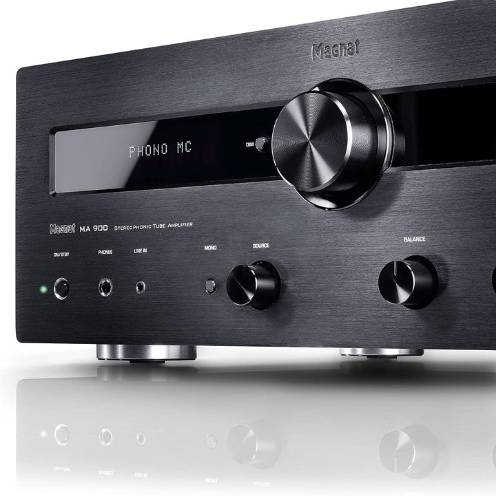 Magnat MA 900, schwarz - robuster Stereo Hybrid-Verstärker mit hochwertiger Aluminium-Front und hohe