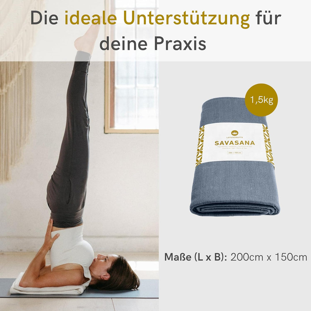 Lotuscrafts Yogadecke Baumwolle Savasana [200 x 150 cm] - Meditationsdecke - Widerstandsfähig & Lang