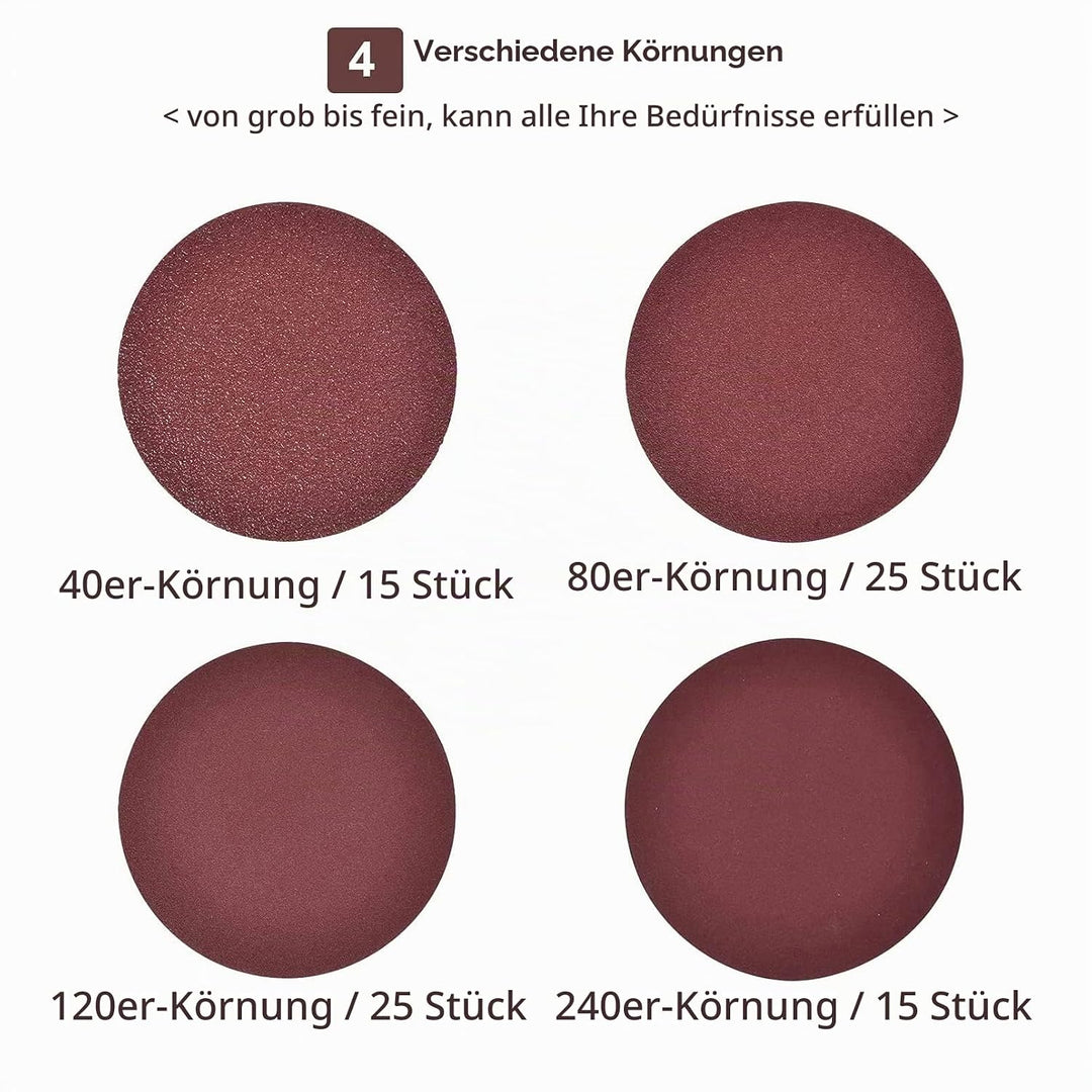 150mm Schleifscheiben(40 80 120 240 Körnung), 150mm Schleifpapier 6 inch Schleifblätter für Holz Hol