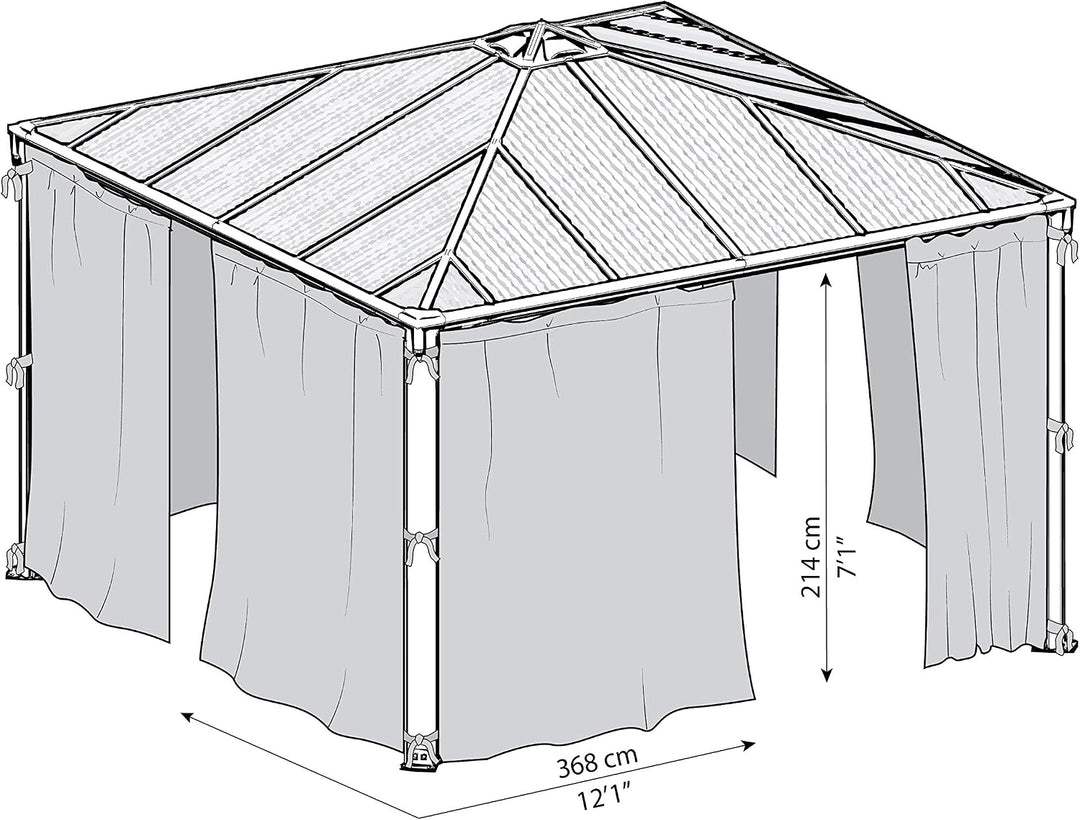 Palram Canopia Palermo 3000, 3600 Mosquito net Gartenpavillon Zubehör, grau, 1 x 360 x 217 cm