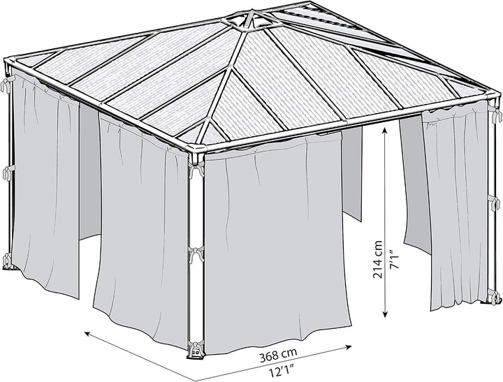 Palram Canopia Palermo 3000, 3600 Mosquito net Gartenpavillon Zubehör, grau, 1 x 360 x 217 cm