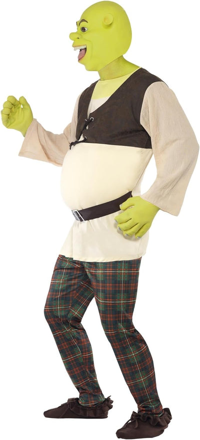 Smiffys Shrek Costume, Green with Top, Trousers, Hands & Mask, Officially Licensed Shrek Fancy Dress