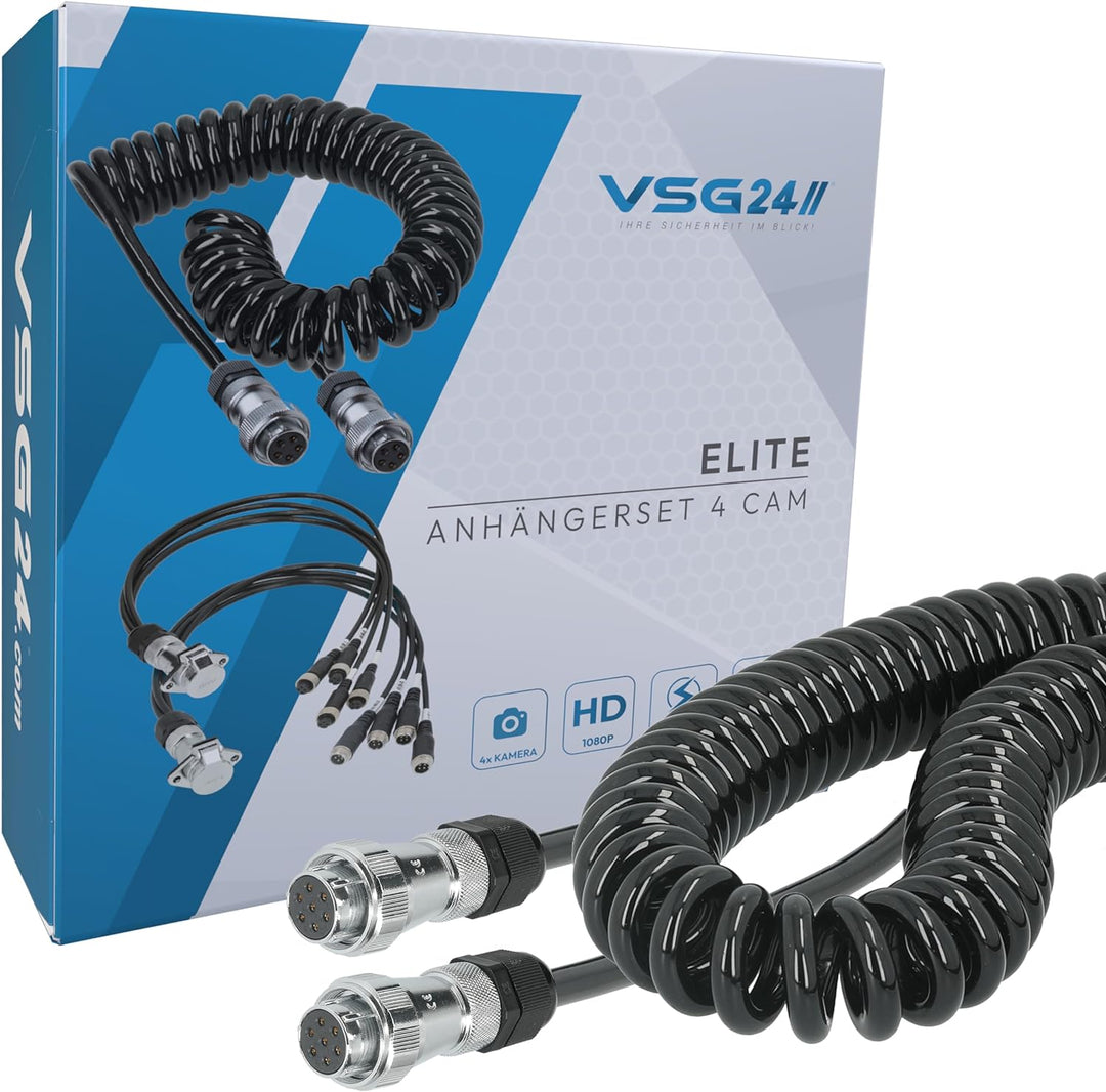 VSG24 Trailer Set Elite - Anhänger Verlängerungskabel für Rückfahrkamera & Rückfahrsysteme universel