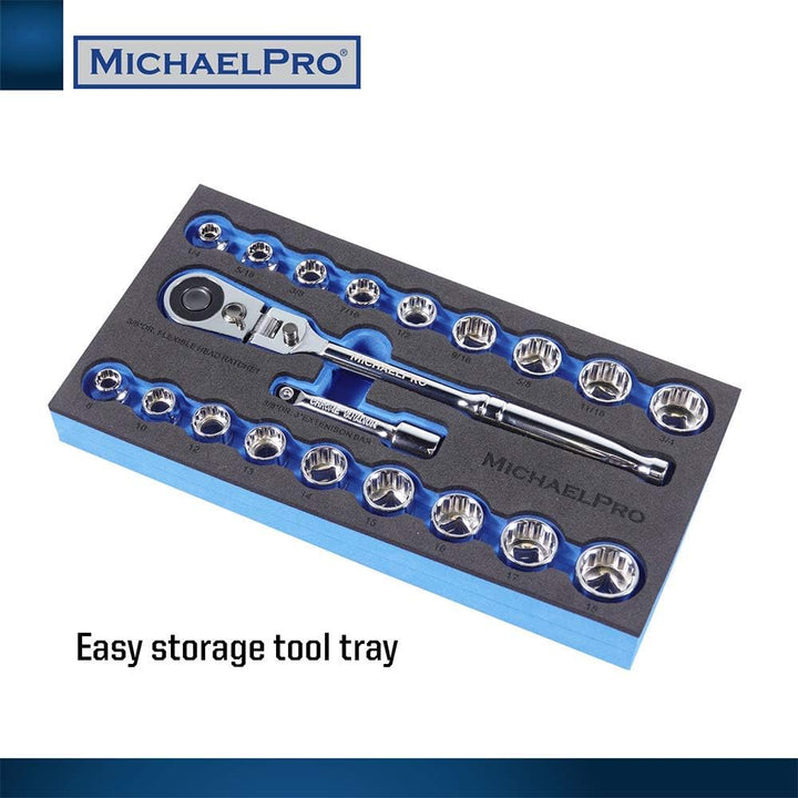 Michael Pro 20 Stück 0,95 cm Dr. Ratschen-Set mit flexiblem Schloss