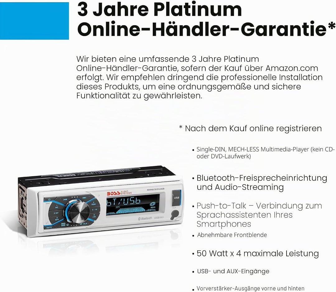 BOSS Audio Systems mr632uab 200 W Bluetooth weiss Empfangsgerät für digitale Instrumente, Empfangsge