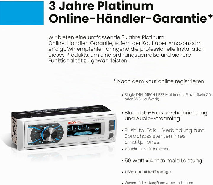 BOSS Audio Systems mr632uab 200 W Bluetooth weiss Empfangsgerät für digitale Instrumente, Empfangsge