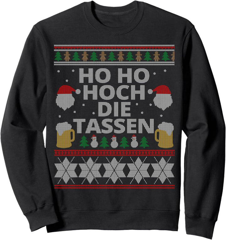 Ho Ho Hoch die Tassen Ugly Christmas Bier Weihnachtspulli Sweatshirt