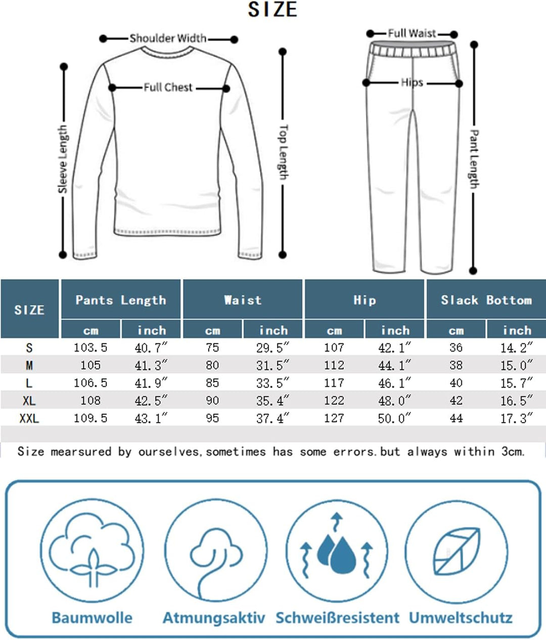 2er-Pack Schlafanzughose Herren Lang Leichte Pyjamahose aus Baumwolle Loungewear Hosen Schlafhose Fr