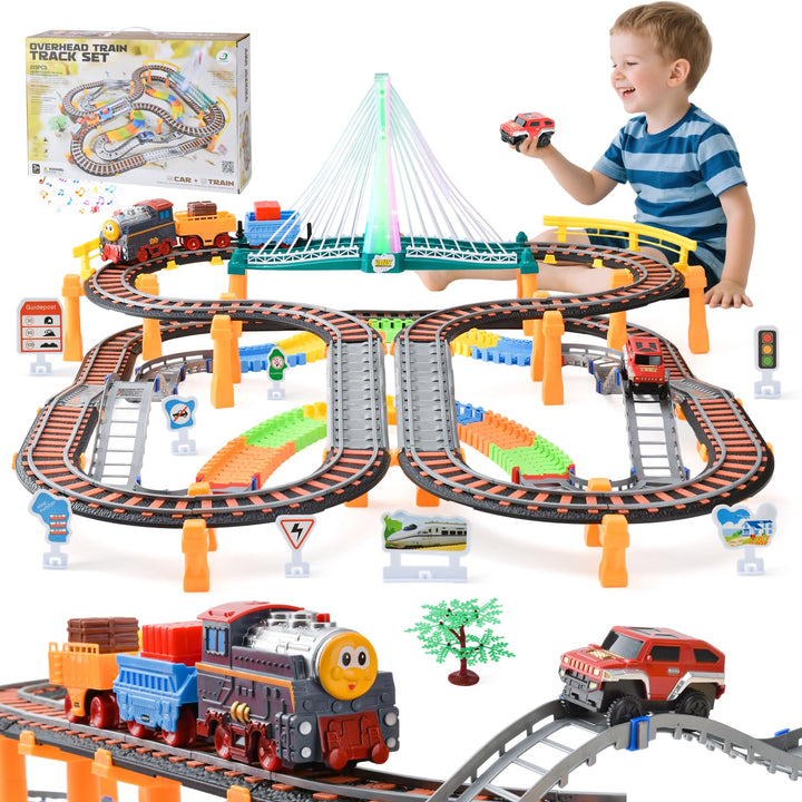 Zug Spielzeug, 215PCS Schienen Auto,Spielzeug Eisenbahn Elektrisch,Elektrischer Zug für Kinder,Weihn