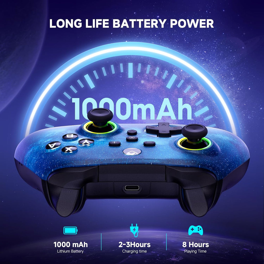 ECHTPower Switch Controller für Switch/Lite/OLED, RGB Switch Pro Controller, Wireless 1000mAh Gamepa