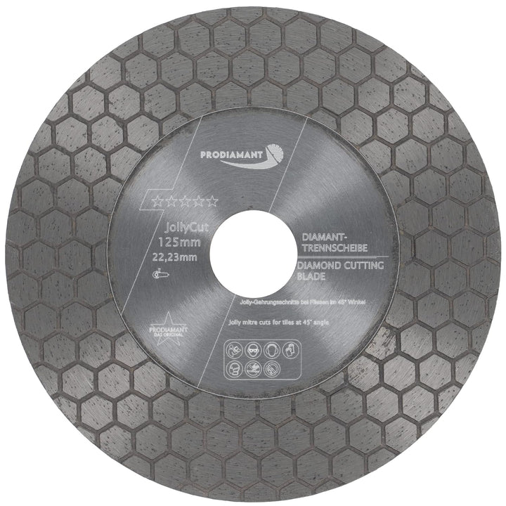 PRODIAMANT Jolly Diamanttrennscheibe 125mm für Fliese und Feinsteinzeug zum Fasen, 45 Grad Schneiden