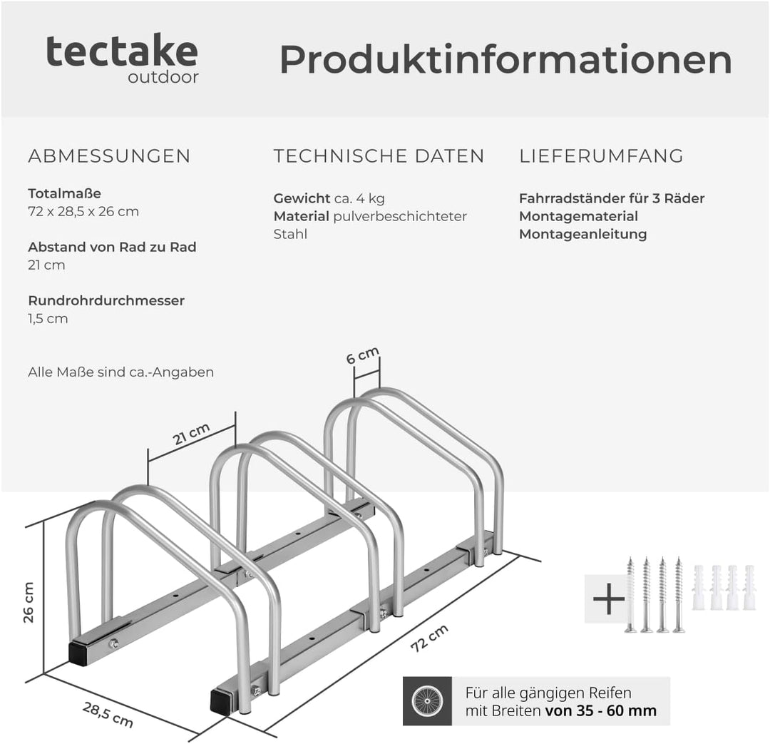 TecTake Fahrradständer für Fahrräder Fahrradparker Bike Fahrrad Ständer Rad aussen - Diverse Modelle