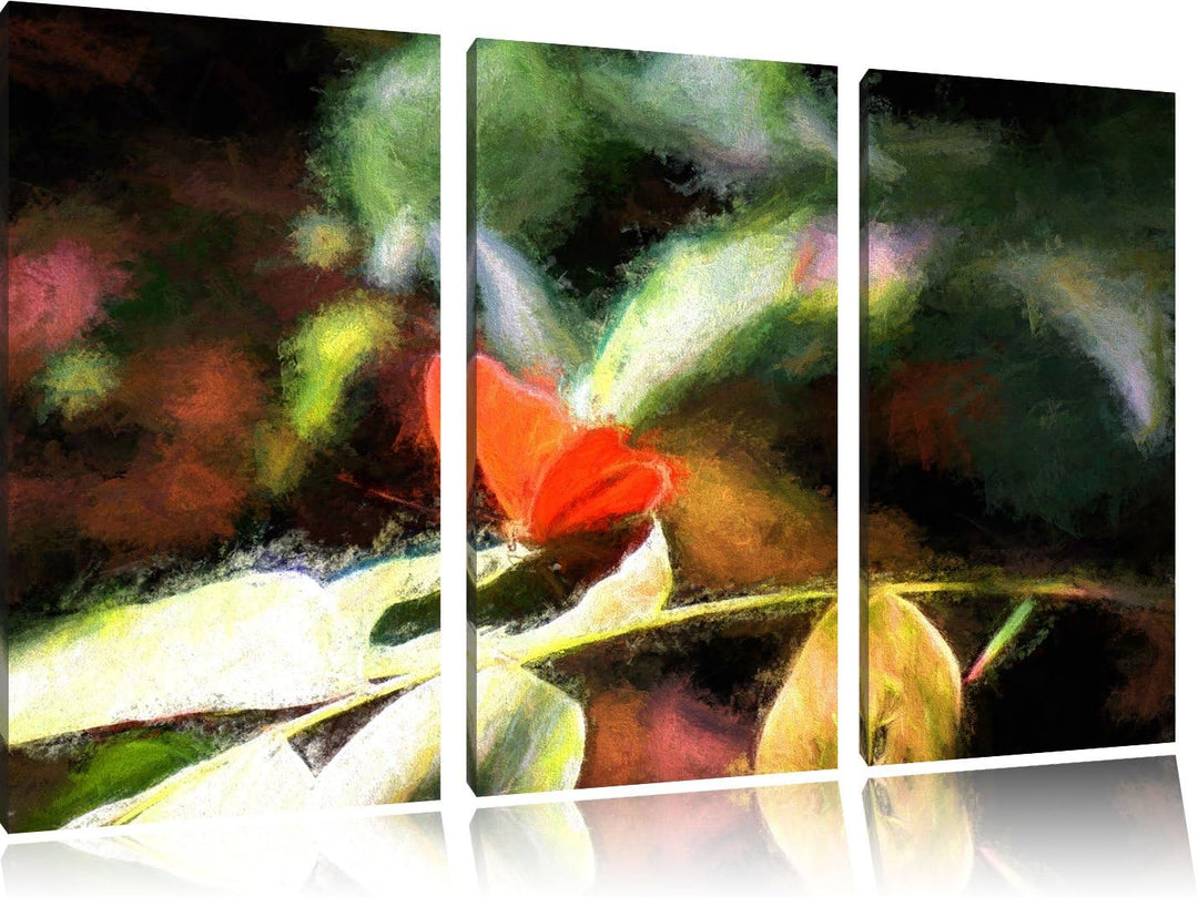 schöner Schmetterling sonnt sich NewArt 3-Teiler Leinwandbild 120x80 Bild auf Leinwand, XXL riesige