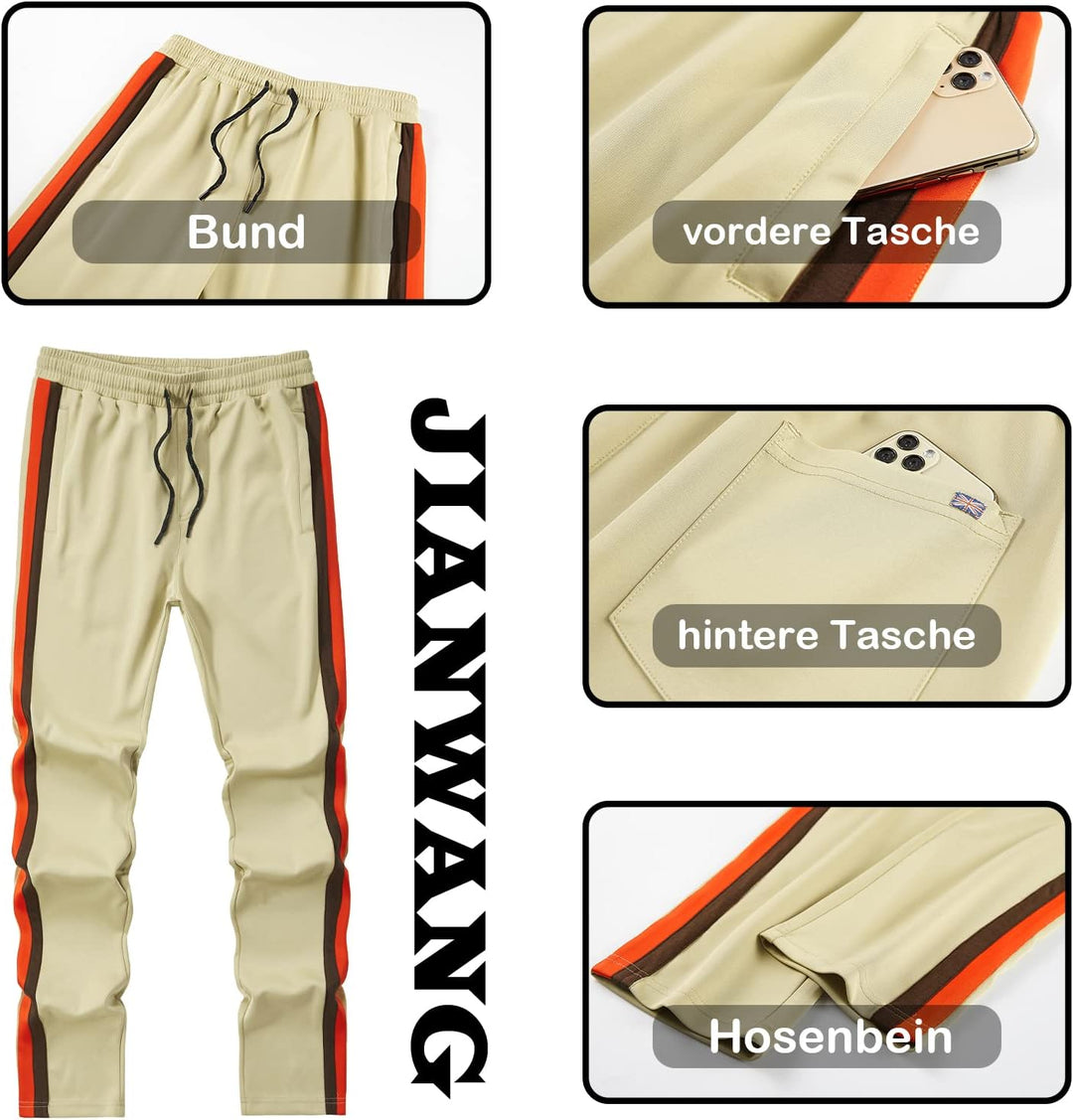 W JIANWANG Herren Trainingsanzug und Jogginganzug - Sportanzug für Männer mit Langarm Reissverschlus