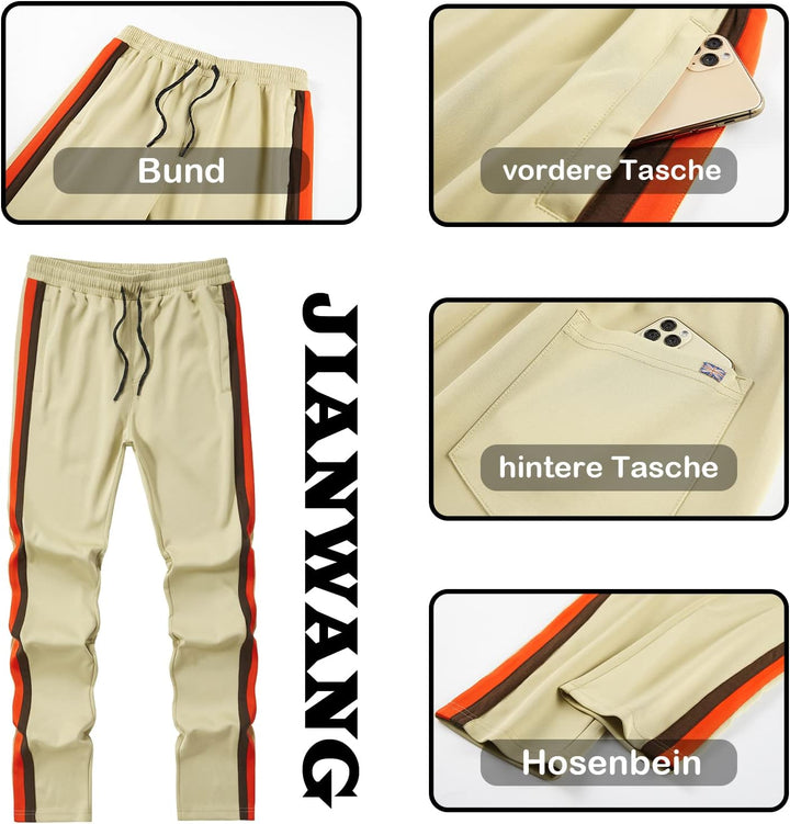 W JIANWANG Herren Trainingsanzug und Jogginganzug - Sportanzug für Männer mit Langarm Reissverschlus