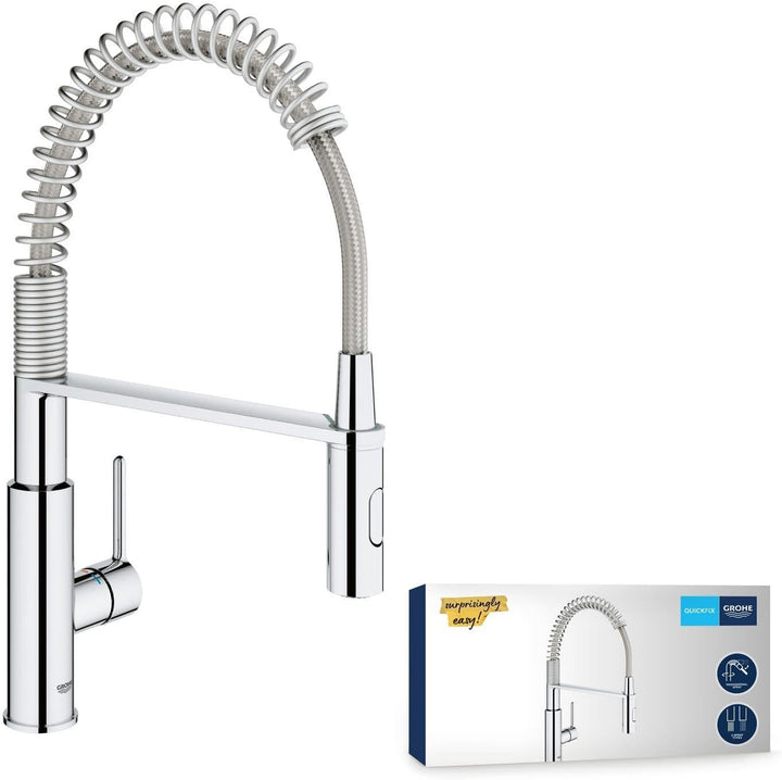 Grohe Get | Küchenarmatur - Einhand-Spültischbatterie, mit herausziehbarer Brause & integrierter Mag