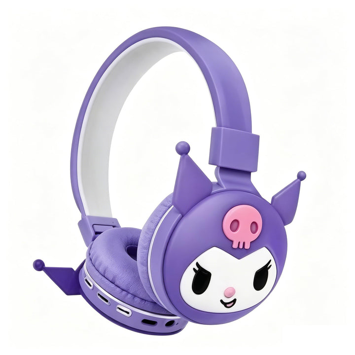 Roffatide Cartoon Kuromi Faltbare Leichte Bluetooth Kopfhörer für Reise/Büro/Handy/PC Über App Tiefe