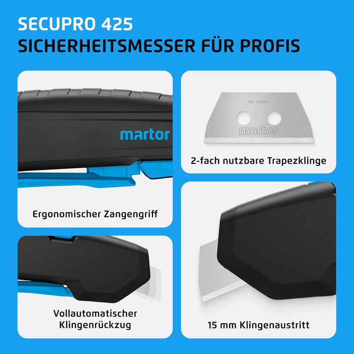 MARTOR Cuttermesser SECUPRO 425 I Sicherheitsmesser mit Zangengriff und automatischem Klingeneinzug