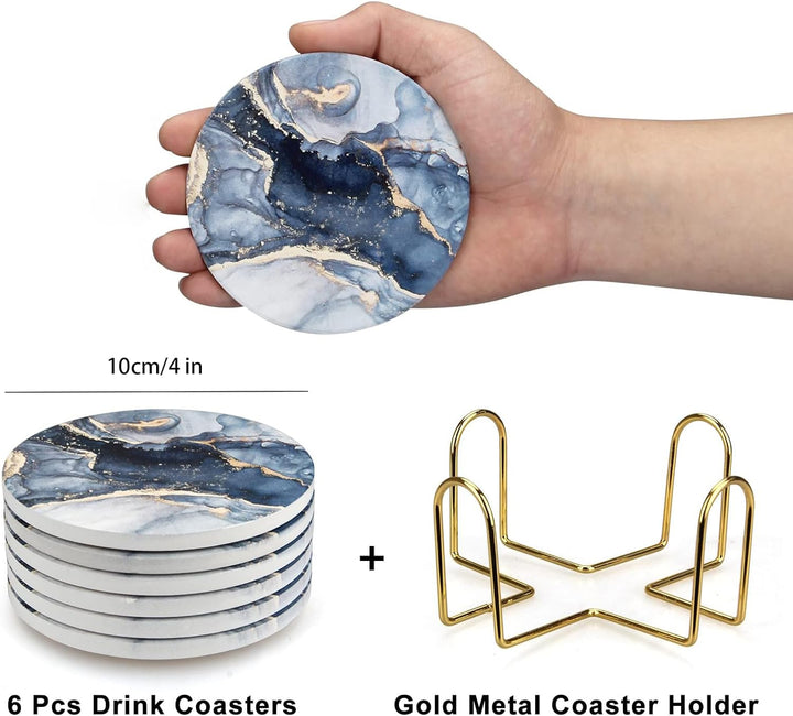 Untersetzer Gläser, Keramik untersetzer 8er Set, Saugfähig Kork Keramik Glasuntersetzer mit Halter f