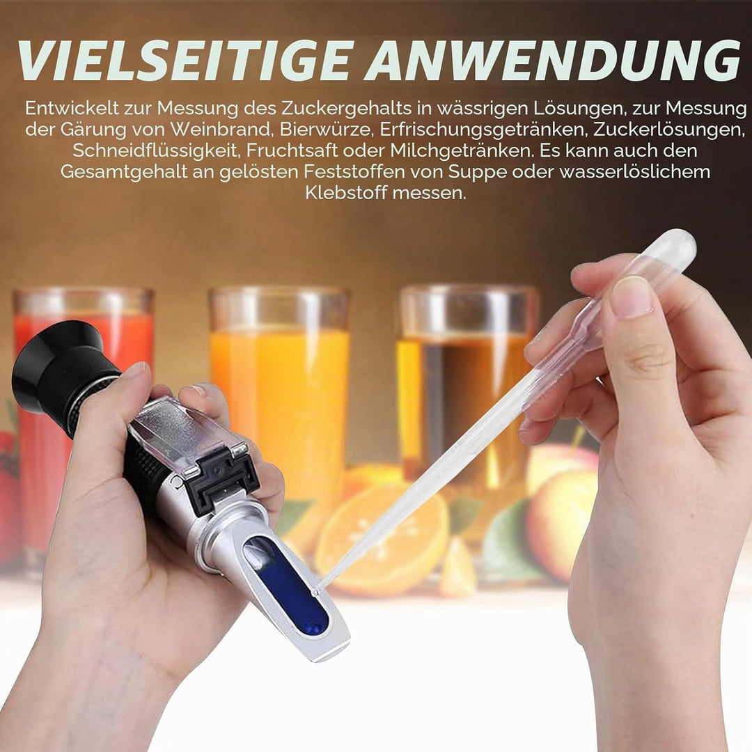 Brix-Refraktometer mit ATC, Bereich 0-32% Brix mit 0.2% Aufteilung, Für Branntwein, Bier, Obst, Schn