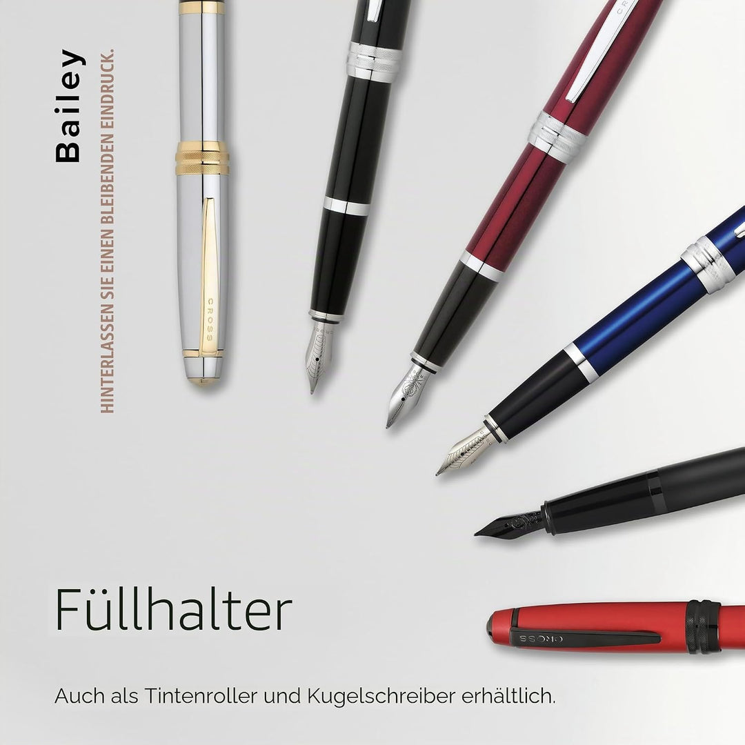 Cross Bailey Füllfederhalter (M-Feder, PVD Beschläge) Mattschwarz 1 Stück (1er Pack) Mattschwarz Ges