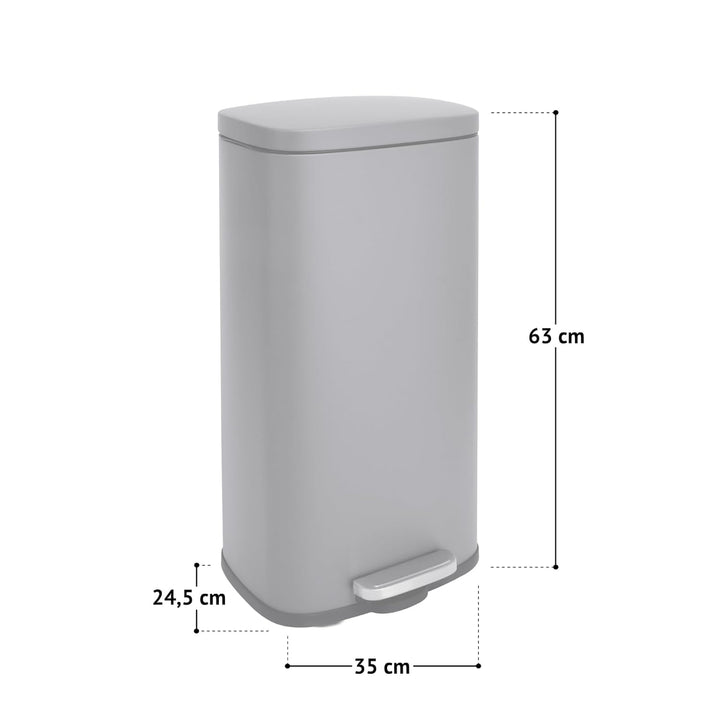 SVITA Mülleimer TQ30 Weiss 30L Treteimer Abfallbehälter Müllsammler mit Pedal Edelstahl Softclose De