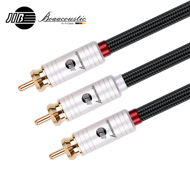 BOAACOUSTIC JIB HiFi Subwoofer Kabel, 1RCA zu 2RCA Koaxial cinch y kabel Audiokabel für Verstärker,