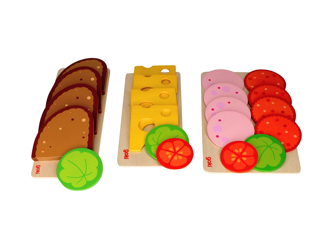 goki 2318 Brotscheiben, Wurstscheiben und Käseaufschnitt, mit Salat- und Gemüsebeilage - Set Brot, W