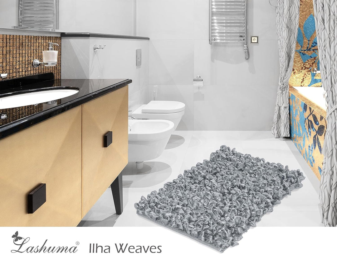 Lashuma Badeteppiche waschbar Rauch - Grau, extra weiche, Flauschiger Badvorleger 50x70 cm 50x70 cm