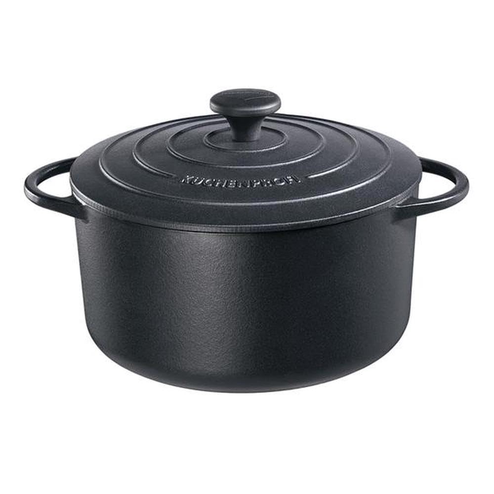 Küchenprofi Gusseisen Bräter mit Deckel, schwarz, 26 cm, Schmortopf, Auflaufform, Dutch Oven, Brotba