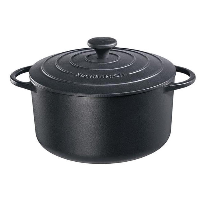 Küchenprofi Gusseisen Bräter mit Deckel, schwarz, 26 cm, Schmortopf, Auflaufform, Dutch Oven, Brotba