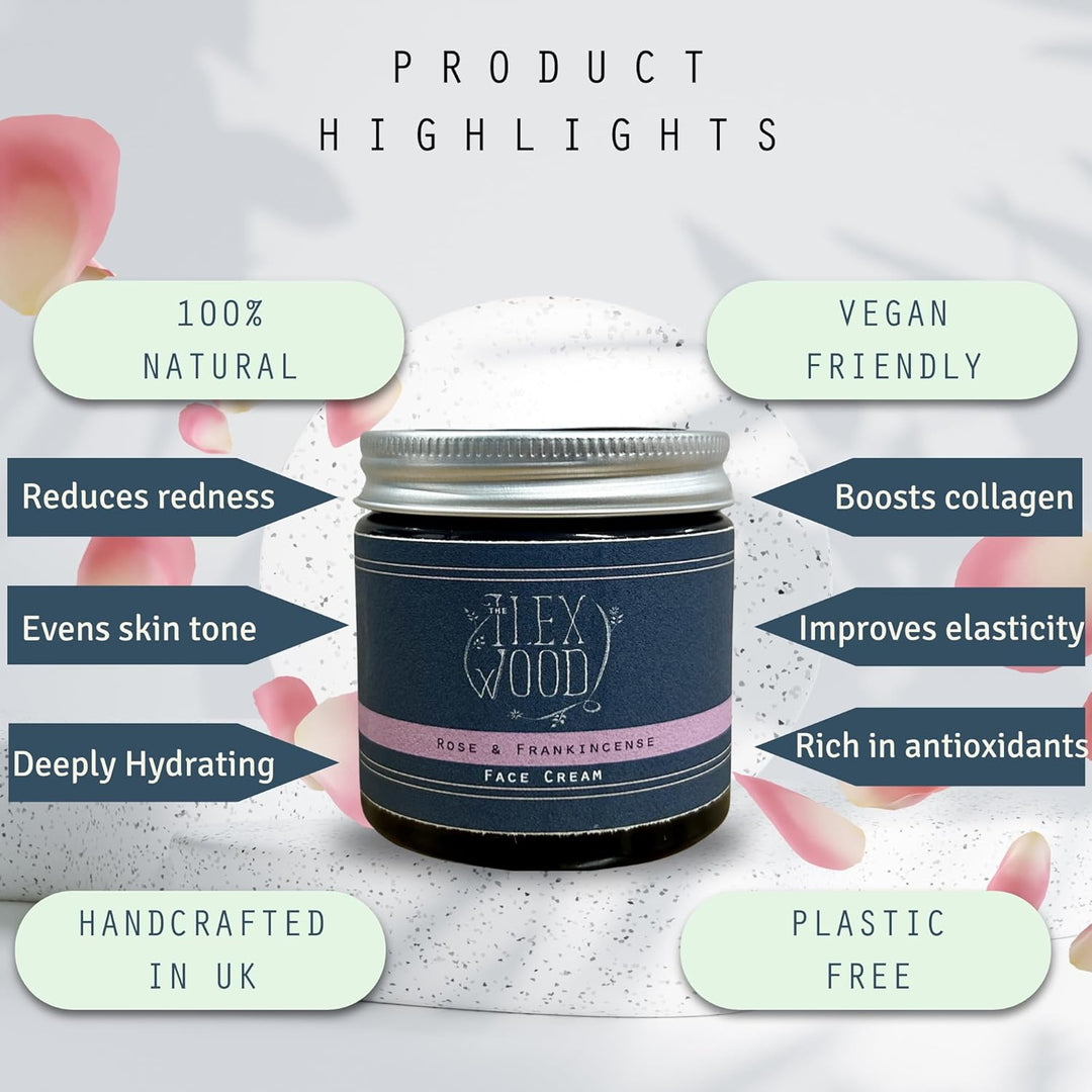 Rose und Weihrauch Creme & Serum Geschenkset - handgefertigt, 100% natürlich, vegan, feuchtigkeitssp