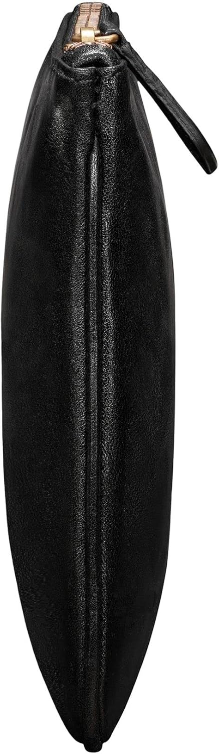 Maxwell-Scott Damen Leder Make-Up Beutel in Schwarz - Zeta, Schwarz