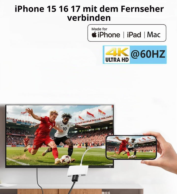 USB C auf HDMI Multiport Adapter für iPhone 15 MacBook Pro Air iPad Pro, Apple MFi zertifizierter Ty