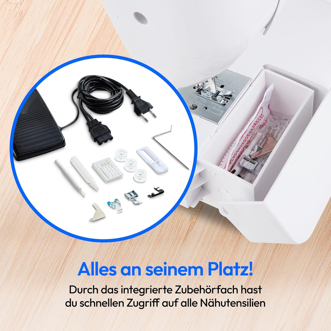 MEDION Freiarm-Nähmaschine SM60 (60 Watt, 60 verschiedene Stichmuster mit Knopflöchern, LED Nählicht