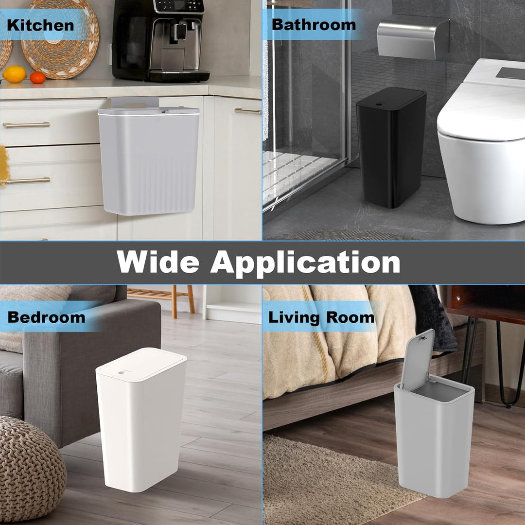 4Stk Kleiner Mülleimer mit Deckel, 3x10L Abfalleimer mit Deckel für Büro Schlafzimmer WC, 1x9L Küche